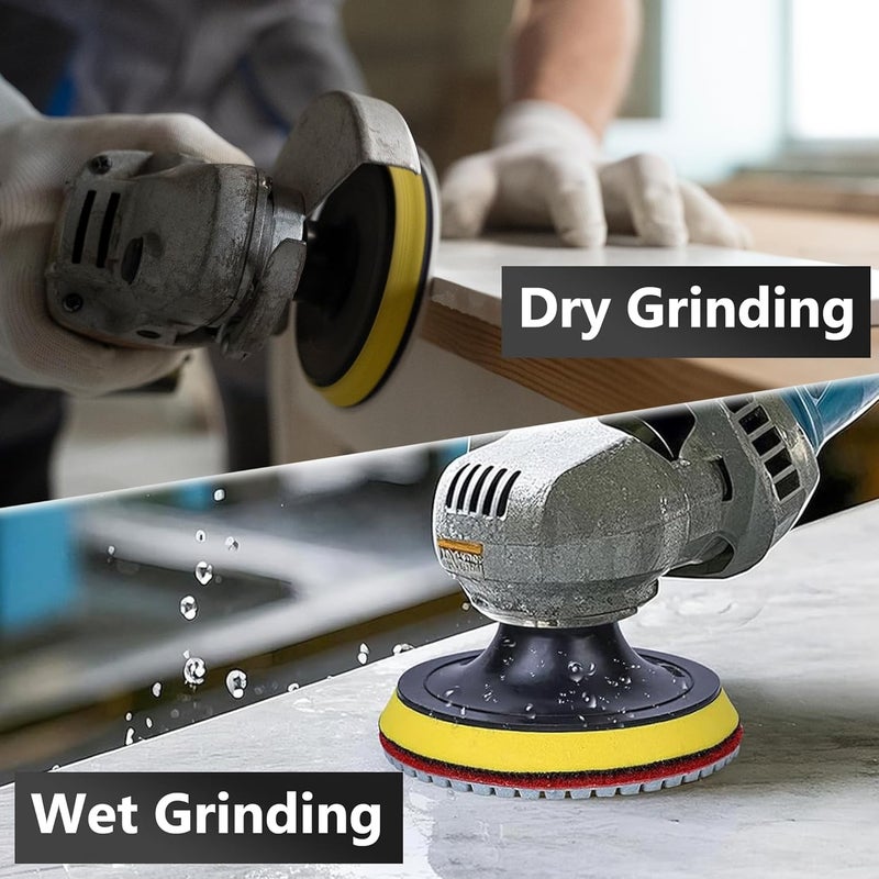 Ceeintee 4 Inch Diamond Polishing Pads, 14 PCS 50-8000 Grit Wet/Dry Granite Stone Polish Pad Kit with 5/8’’-11 Backer Pad, Drill Adapter and Wool Disc - Image 4